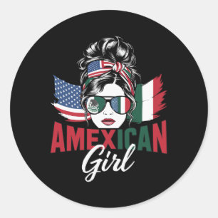Adesivo Redondo Meio Mexicano Meio Americano Bandeira EUA México A