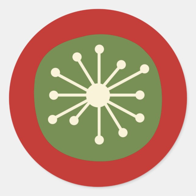 Adesivo Redondo Meio século Moderno de Ponto Atômica - Natal Tradi (Frente)