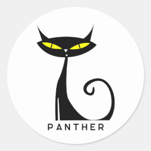 Adesivo Redondo Meio século Personalizado Moderno de Gato Negro At