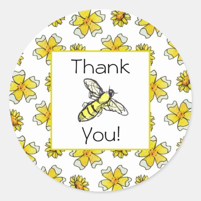 Adesivo Redondo Mel Bebês Aquecimentos Flor Aquarela Obrigado (Frente)