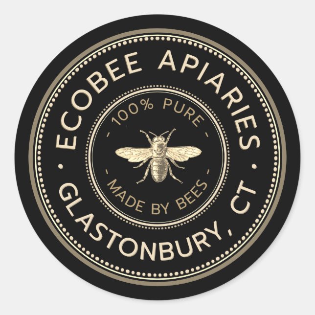 Adesivo Redondo Mel de Promocional de Abelhas de mel (Frente)