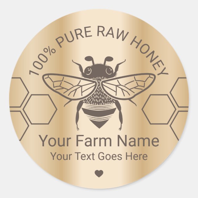 Adesivo Redondo Mel Jar Bee Mel Apijoaria Fazenda Dourada (Frente)