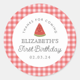 Adesivo Redondo Melancia do docinho Primeiro Aniversário