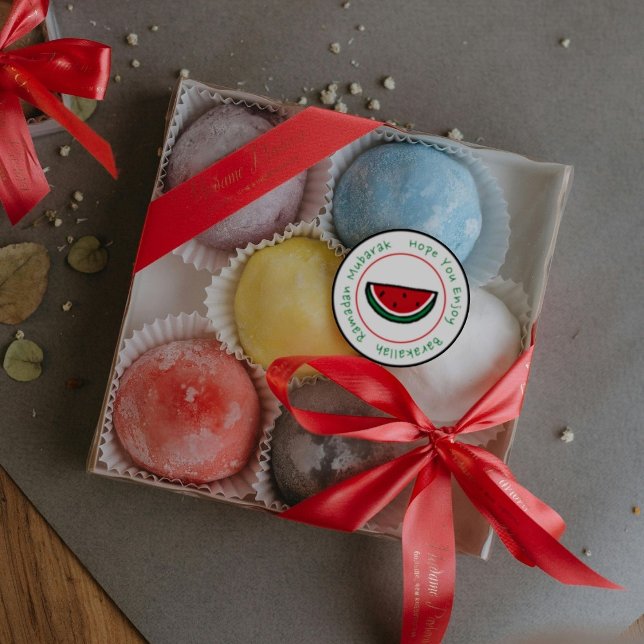 Adesivo Redondo Melancia, espero que possa gostar de Ramadan Mubar (Happy Ramadan gift! Watermelon)