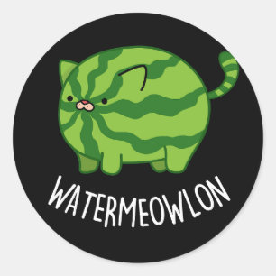 Adesivo Redondo Melancia Funny Watermelon Cat Pun Dark BG