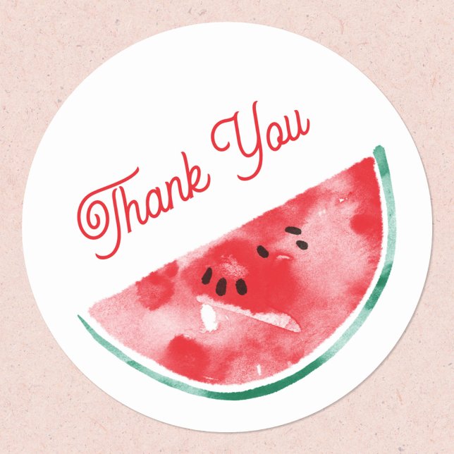 Adesivo Redondo Melancia Obrigado (Cute watercolor watermelon custom text thank you stickers)