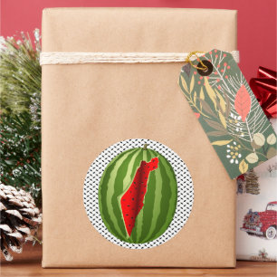 Adesivo Redondo Melancia Palestina - Fatia de Mapa