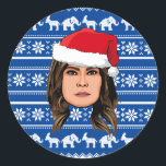 Adesivo Redondo MELANIA TRUMP Christmas<br><div class="desc">Presentes de Natal Políticos Humorosos e Muito Mais do PolitiClothes.com Encontrar as Eleições e Presentes Políticos Mais Úteis,  Incluindo: Camisas Políticas,  Autocolantes Políticos,  Botões Políticos,  Posters Políticos,  Pinos Políticos,  Cartões Políticos,  Mogas Políticos,  Posters Políticos,  Sinais Políticos e Muito Mais! Compre Agora Em: http://www.PolitiClothes.com</div>
