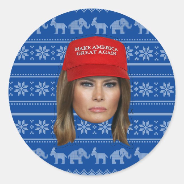 Adesivo Redondo Melania Trump MAGA Natal (Frente)