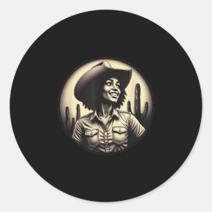 Adesivo Redondo Melanin Black Women Western Rodeo Black Cowgirl R