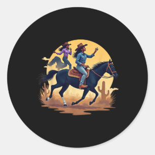 Adesivo Redondo Melanin Black Women Western Rodeo Black Cowgirl T