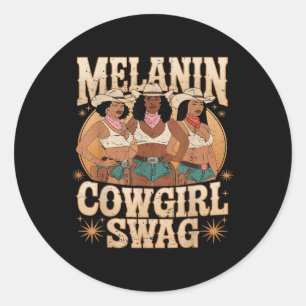 Adesivo Redondo Melanin Cowboys Swag African Melanin Cowgirl Blac