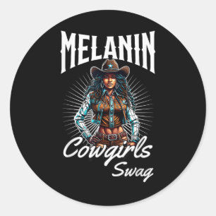 Adesivo Redondo Melanin Cowgirl African Melanin Black History Cowg
