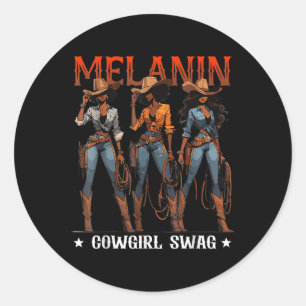 Adesivo Redondo Melanin CowGirl African Melanin Cowgirl Swag Blac