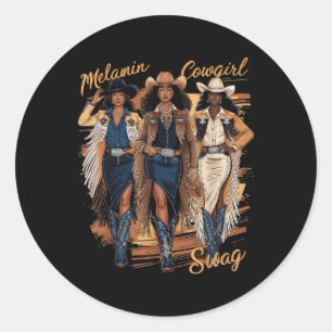 Adesivo Redondo Melanin CowGirl African Melanin Cowgirl Swag Blac