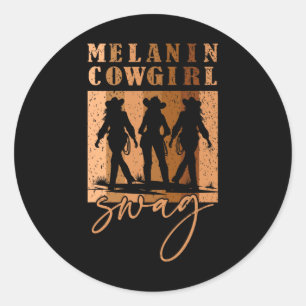 Adesivo Redondo Melanin CowGirl African Melanin Cowgirl Swag Blac