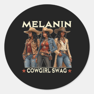 Adesivo Redondo Melanin CowGirl African Melanin Cowgirl Swag Blac