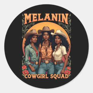Adesivo Redondo Melanin Cowgirl Squad Sticker