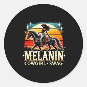 Adesivo Redondo Melanin Cowgirl Swag Mulheres Negros Africano Hist
