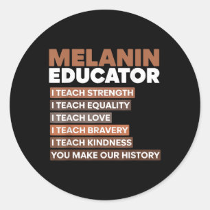Adesivo Redondo Melanin Educator Ideia Para Mulheres Professoras N