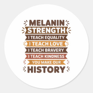 Adesivo Redondo Melanin Educator Ideia Para Mulheres Professoras N