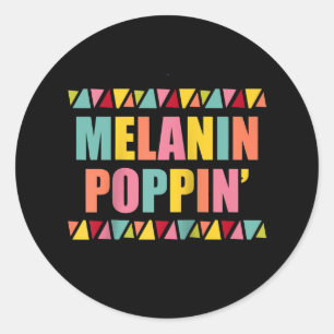 Adesivo Redondo Melanin Poppin 1990s Hip Hop Dance Black Pride