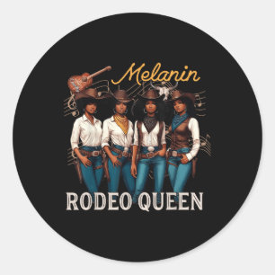 Adesivo Redondo Melanin Rodeo Queen Black Cowgirl Afro-Americana