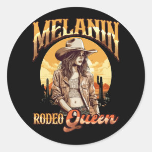 Adesivo Redondo Melanin Rodeo Queen Country Girl afro-americana