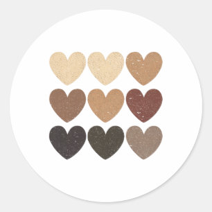 Adesivo Redondo Melanin Skin Tone Hearts Junten Black History