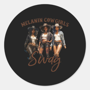 Adesivo Redondo Melanina africana Cowgirl Swag Black History Melan