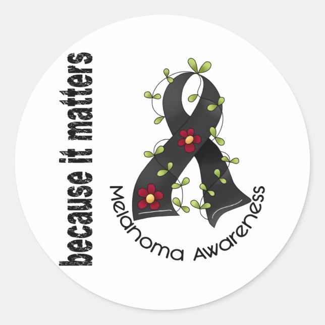 Adesivo Redondo Melanoma Skype Cancer Flor Friso 3 (Frente)