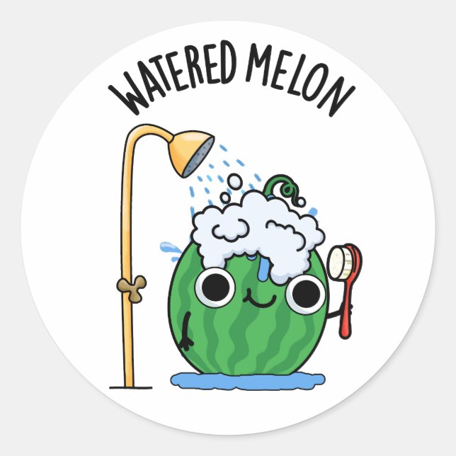 Adesivo Redondo Melão Águas, Funny Melmelon Pun (Frente)