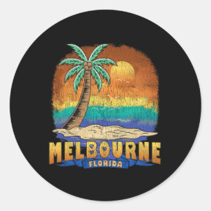 Adesivo Redondo Melbourne Florida Vintage angustiou Souvenir