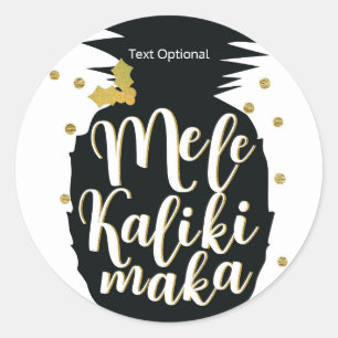 Adesivo Redondo Mele Kalikimaka Abacaxi Natal Férias Personalizado