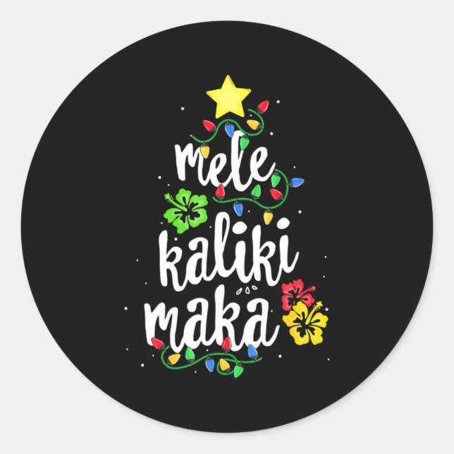 Adesivo Redondo Mele Kalikimaka Christmas Hawaiian  (Frente)