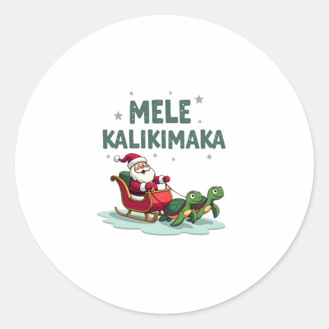 Adesivo Redondo Mele Kalikimaka Christmas Shirt � Santa Sleigh Sea (Frente)