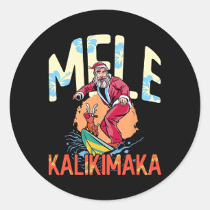 Adesivo Redondo Mele Kalikimaka Havaiano Natal Engraçado Surfe S
