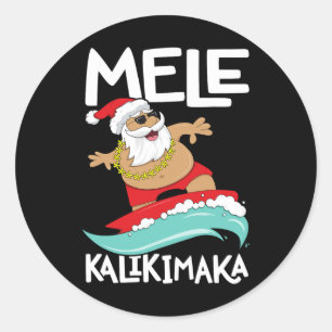 Adesivo Redondo Mele Kalikimaka Hawaii no Surfe