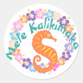 Adesivo Redondo Mele Kalikimaka Hawaii Wreath Stickers