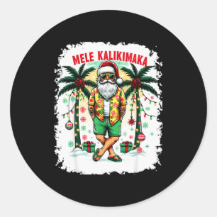 Adesivo Redondo Mele Kalikimaka Natal Em Julho Havaiano Papai Noel