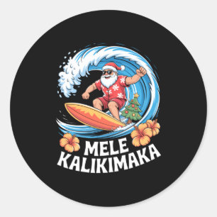 Adesivo Redondo Mele Kalikimaka Natal Havaiano Aloha Papai Noel