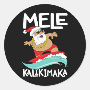 Adesivo Redondo Mele Kalikimaka Natal havaiano Havaí Surf