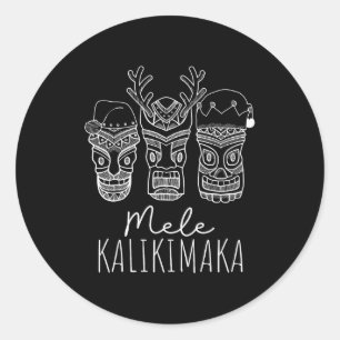 Adesivo Redondo Mele Kalikimaka Natal havaiano máscara Tiki Papai