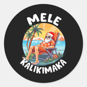 Adesivo Redondo Mele Kalikimaka Natal Havaiano No Havaí Sunba