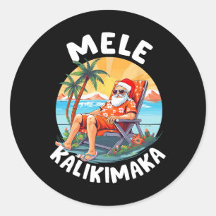 Adesivo Redondo Mele Kalikimaka Natal havaiano no sol havaiano