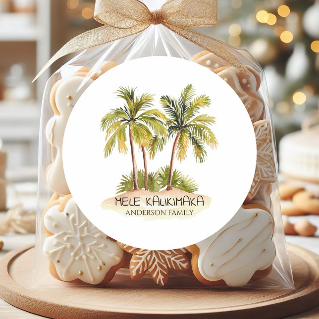 Adesivo Redondo Mele Kalikimaka Natal tropical (Criador carregado)