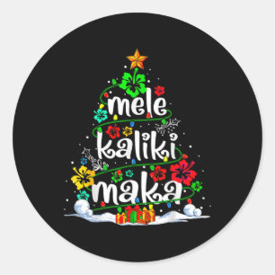 Adesivo Redondo Mele Kalikimaka Natal Tropical Havaiano Papai Noel