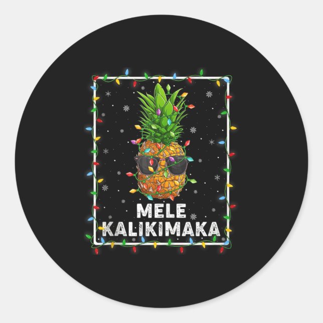 Adesivo Redondo Mele Kalikimaka Ne Xmas Lights Hawaiian Christmas  (Frente)