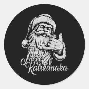Adesivo Redondo Mele Kalikimaka Papai Noel Havaiano Natal no Havaí