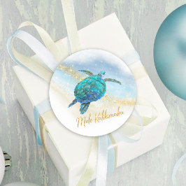 Adesivo Redondo Mele Kalikimaka Praia Tartaruga Costeira